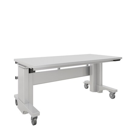 Bostontec Heavy Duty Electric Height Adjust Workbench, 30"d X 60"w, 1,200 lb cap, Laminate Top w/Casters, Black PBH3060-FD30I-3M3060 - B